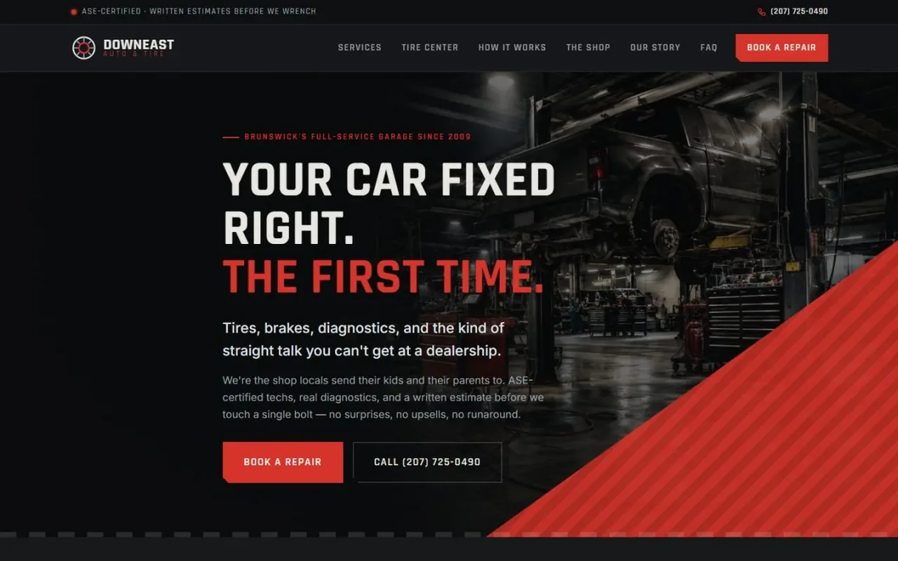 Downeast Auto & Tire website
