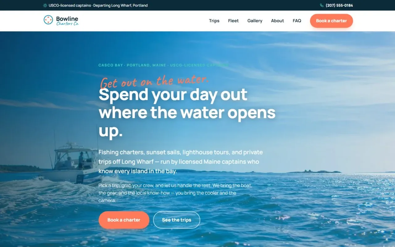 Bowline Charters Co. website