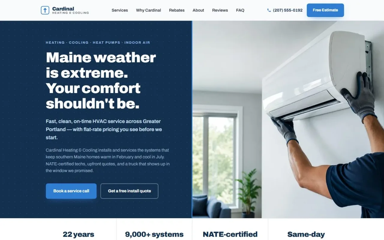 Cardinal Heating & Cooling website