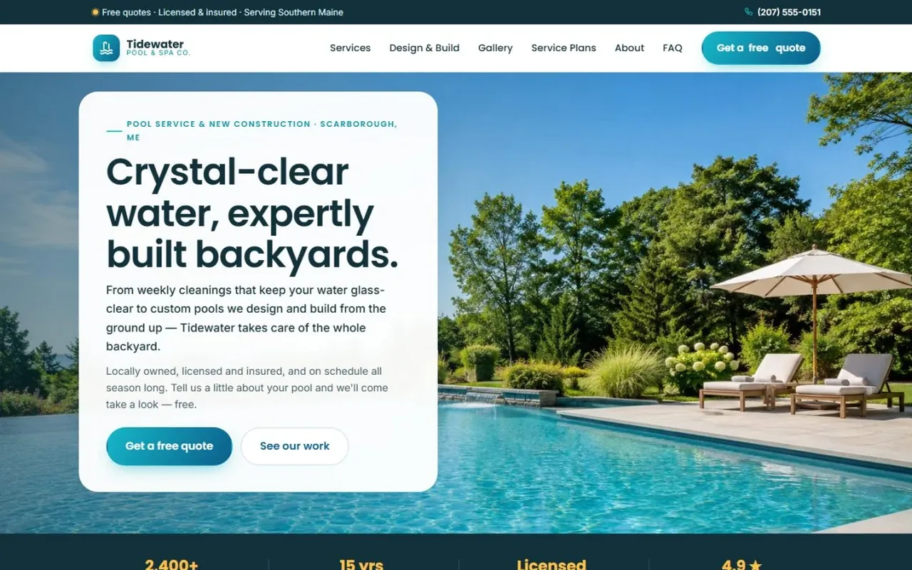 Tidewater Pool & Spa Co. website