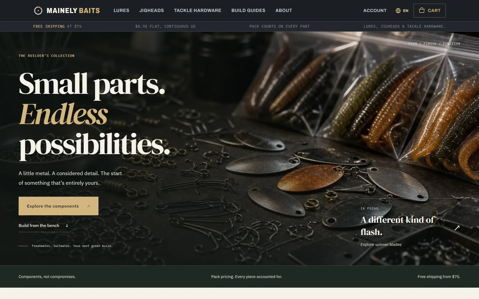 Mainely Baits homepage: Small parts. Endless possibilities.