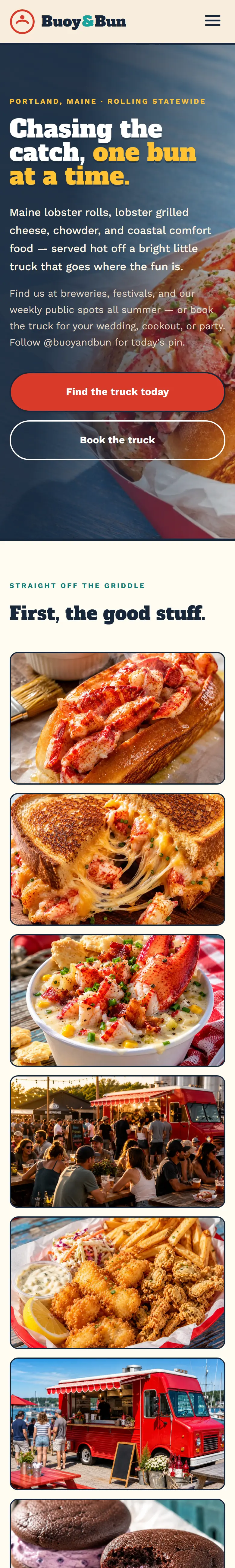 Buoy & Bun Food Truck Co. website on a phone